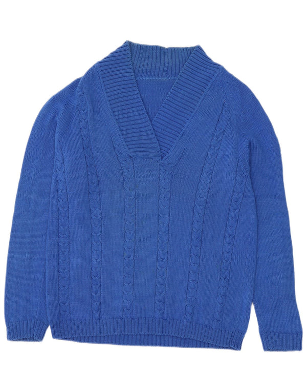Vintage Mens V-Neck Jumper Sweater Medium Blue