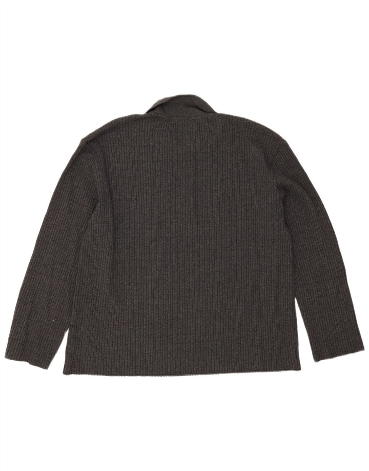 Zara Suéter masculino com gola polo e poliéster cinza grande