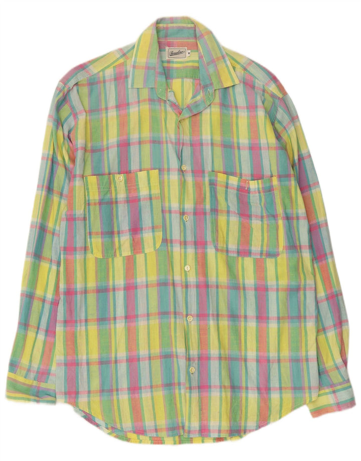 Camisa masculina Borsalino média xadrez multicolorida de algodão
