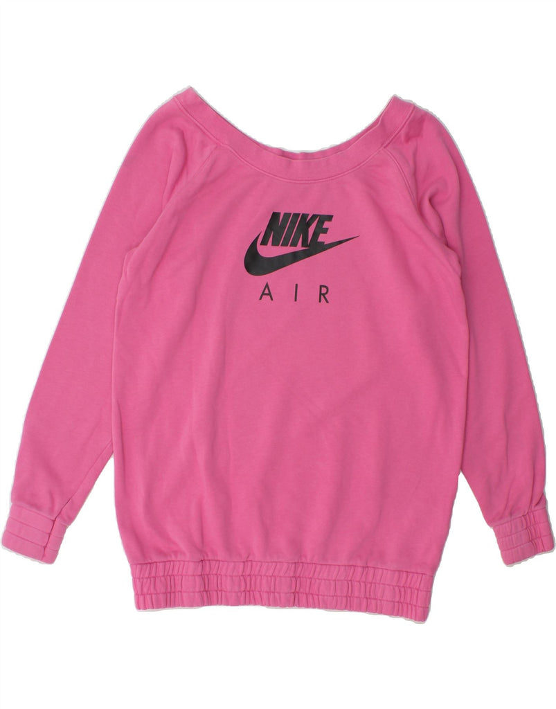 NIKE Womens Graphic Sweatshirt Jumper UK 14 Medium Pink Cotton Vintage Nike and Second-Hand Nike from Messina Hembry 