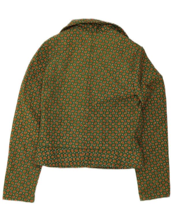 Jaqueta bomber feminina vintage UK 8 pequena verde Paisley