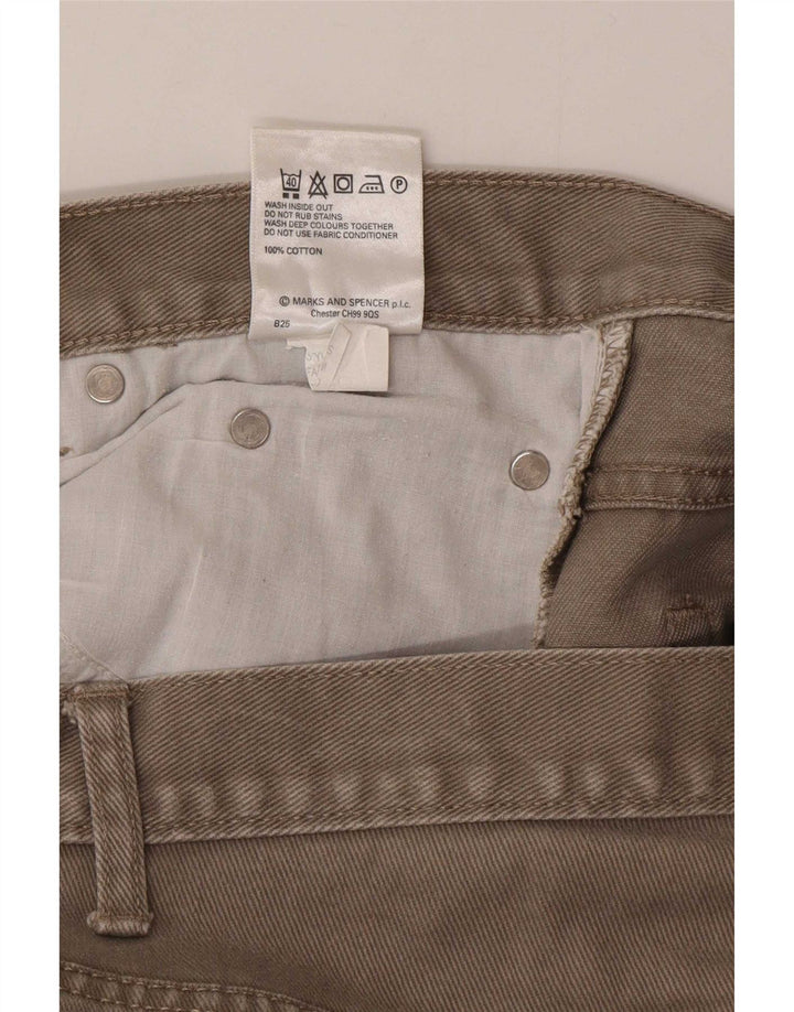 Calça jeans reta masculina Marks & Spencer Blue Harbor W36 L29 algodão bege