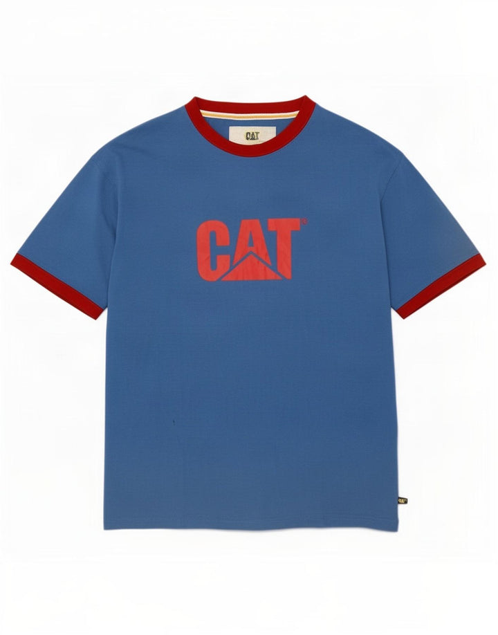 Camiseta masculina gráfica Caterpillar Top XL azul poliéster
