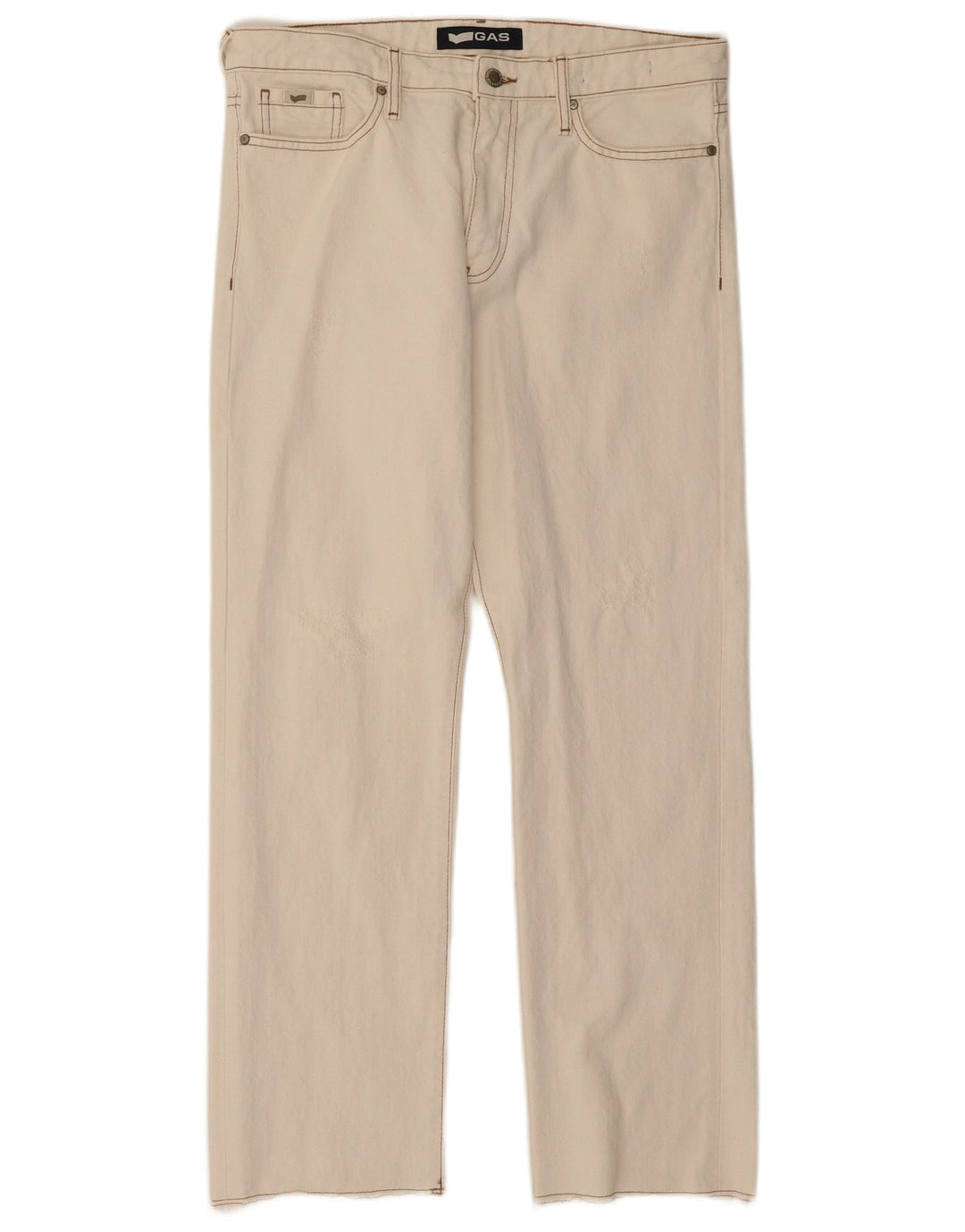 Gas Mens Straight Jeans W31 L28 Algodão Branco