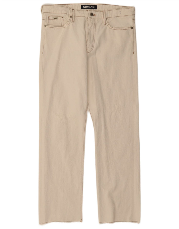 Gas Mens Straight Jeans W31 L28 Algodão Branco