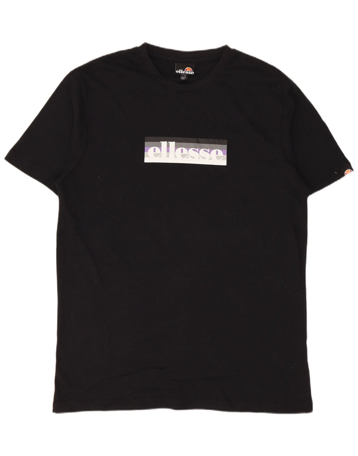 Camiseta masculina gráfica ELLESSE Top médio algodão preto