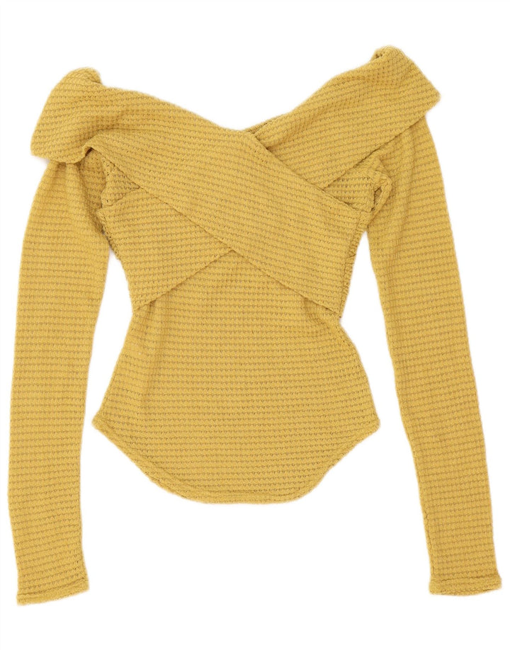 Luva longa superior UK 6 XS de poliéster amarelo para mulheres livres
