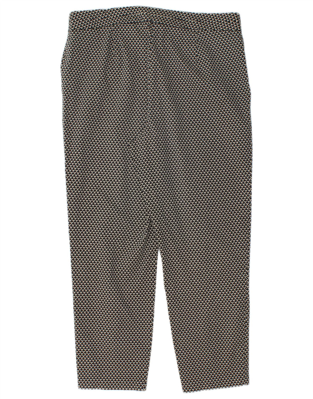 Calça capri feminina Marks & Spencer UK 12 médio W28 L22 preta geométrica