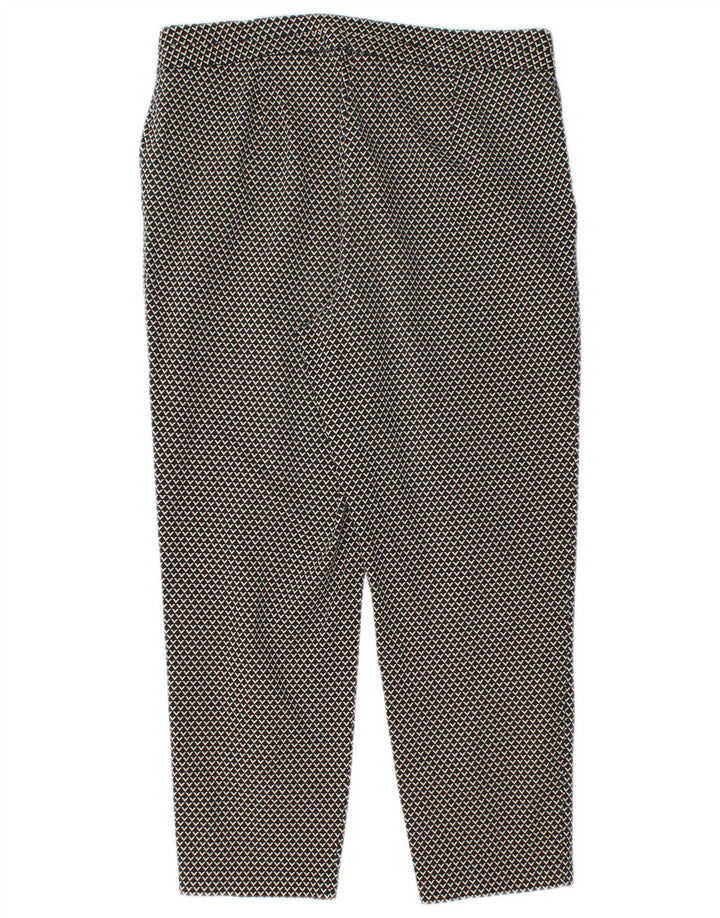 Calça capri feminina Marks & Spencer UK 12 médio W28 L22 preta geométrica