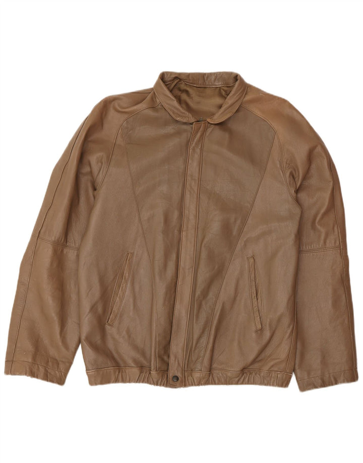 Jaqueta de couro masculina vintage UK 38 marrom médio