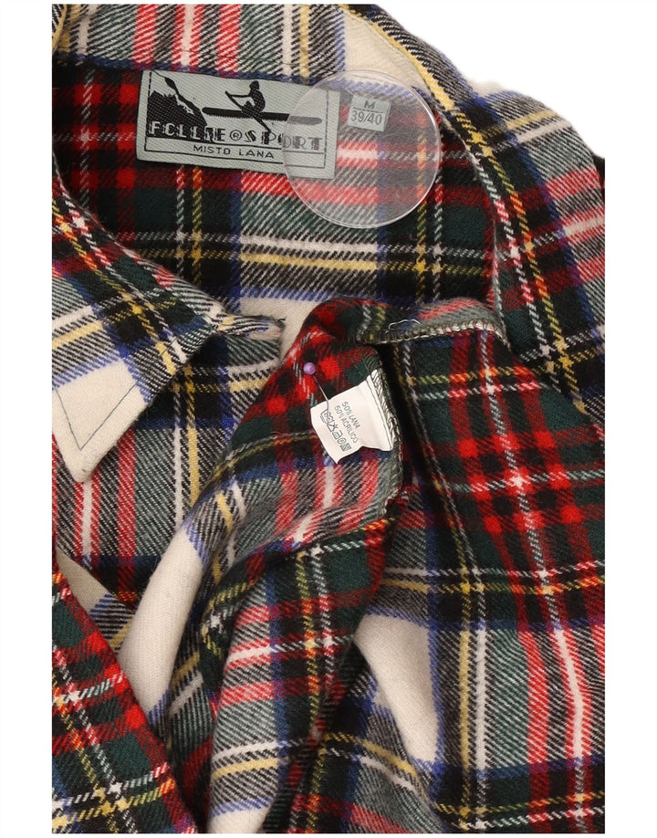 Camisa masculina vintage de flanela tamanho 39/40 lã xadrez vermelha média