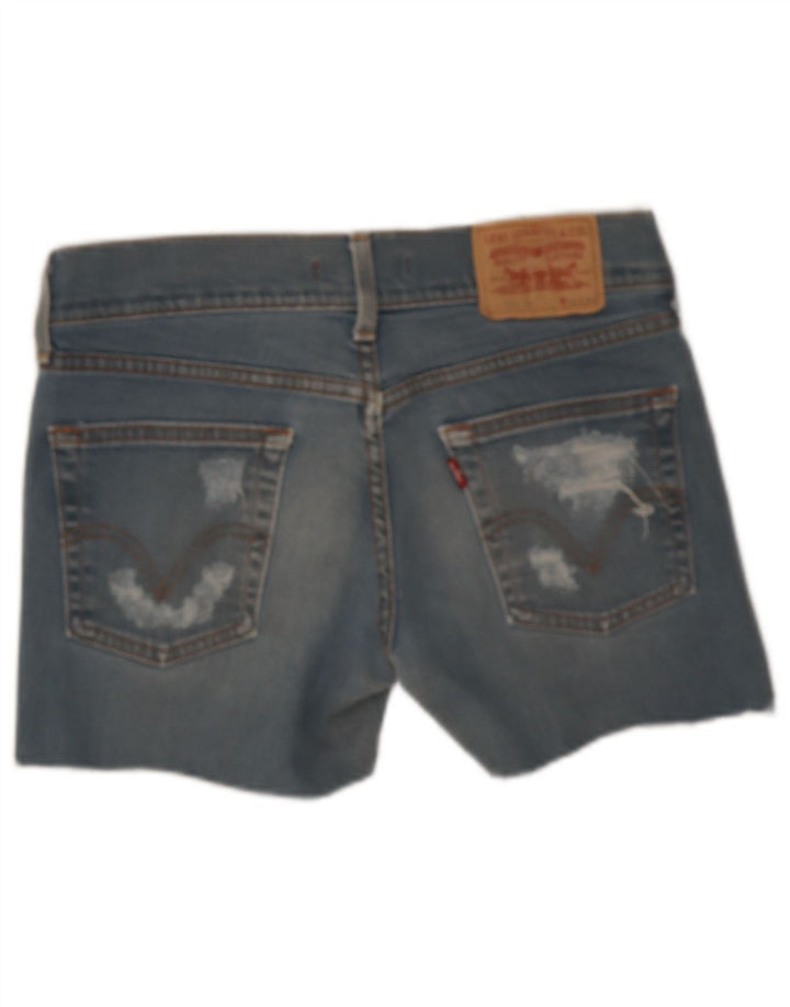 Shorts jeans feminino Levi's 559 desgastado W32 grande algodão azul