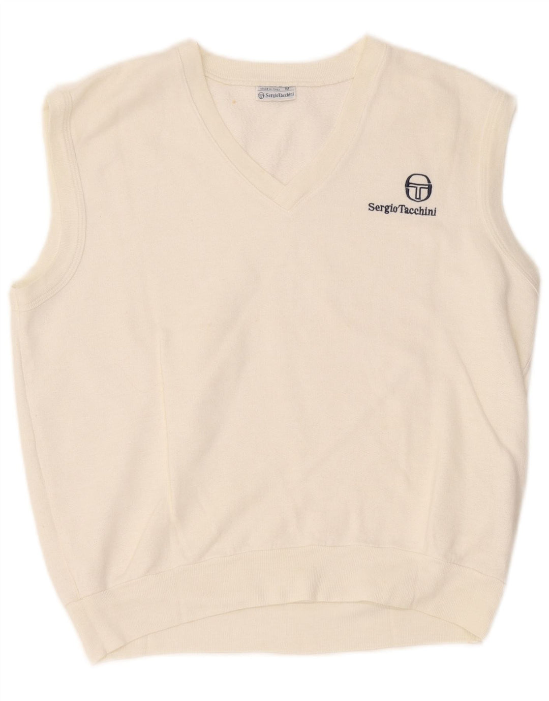 Sergio Tacchini moletom masculino sem mangas jumper médio branco acrílico