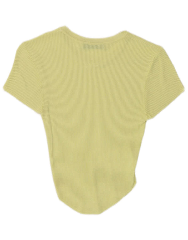 Zara Womens Short Sleeve Crop Top UK 4 XS Amarelo