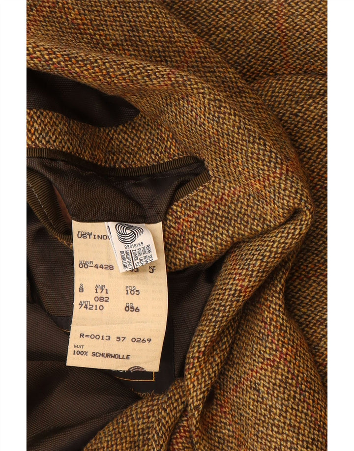 Jaqueta blazer masculina de 2 botões HUGO BOSS EU 56 3XL marrom xadrez nova lã