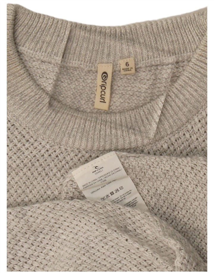 Suéter feminino RIP CURL Longline com gola redonda UK 6 XS algodão cinza