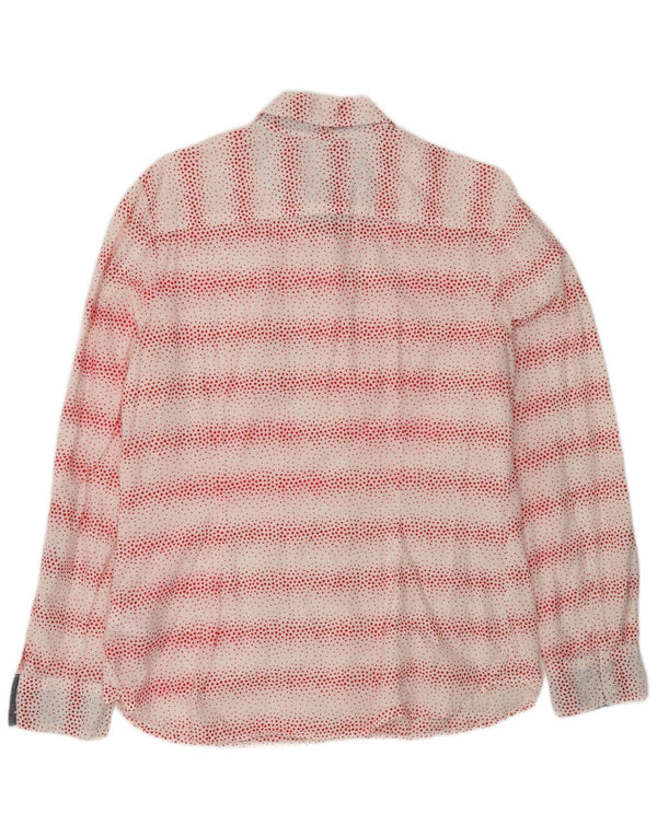 Camisa feminina Tommy Hilfiger Classic Fit Reino Unido 16 grande algodão manchado branco