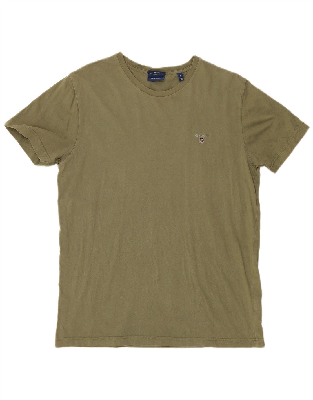 Camiseta masculina regular Gant de algodão cáqui médio