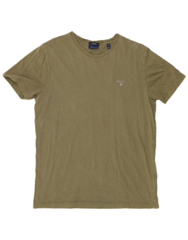 Camiseta masculina regular Gant de algodão cáqui médio