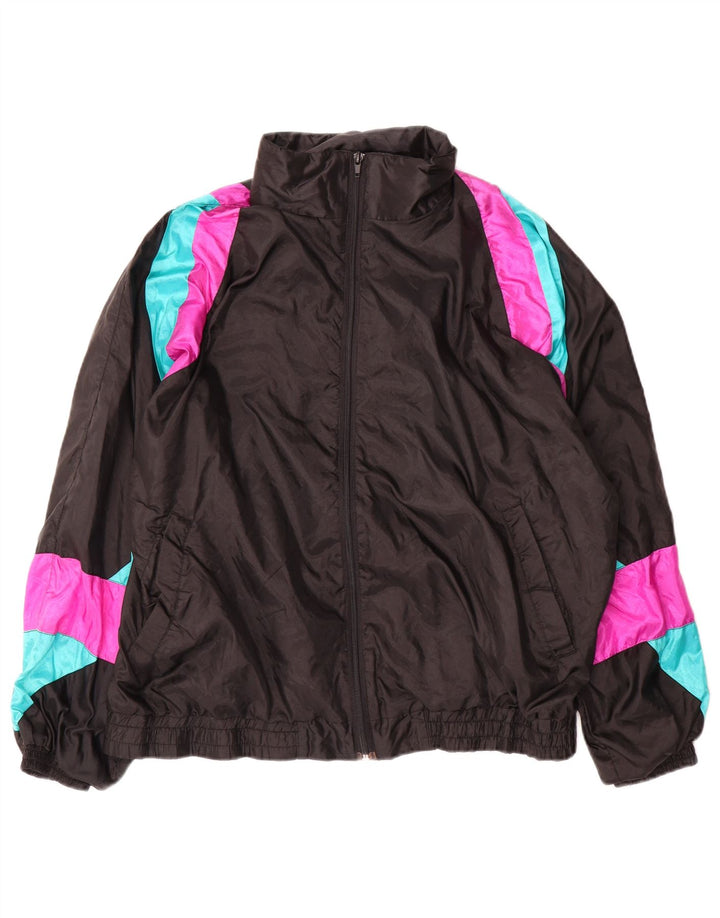 Jaqueta masculina vintage de ajuste solto, jaqueta pequena, bloco colorido preto
