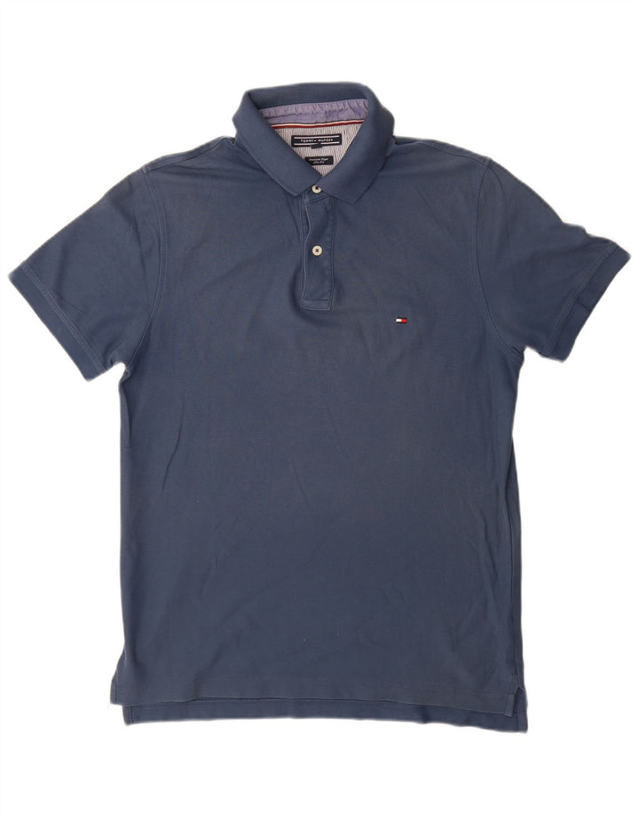 Camisa polo masculina TOMMY HILFIGER slim fit grande algodão azul
