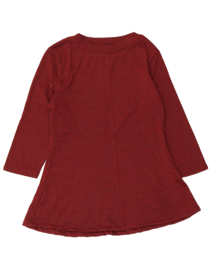 Blusa feminina MARKS & SPENCER manga 3/4 Reino Unido 12 médio Borgonha manchada