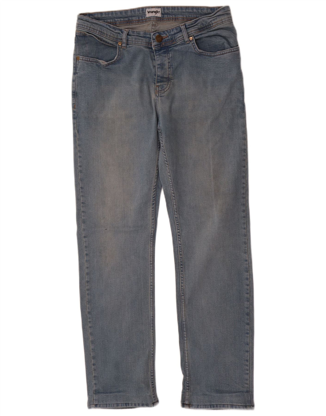 Wrangler Mens Straight Jeans W34 L31 Azul Algodão