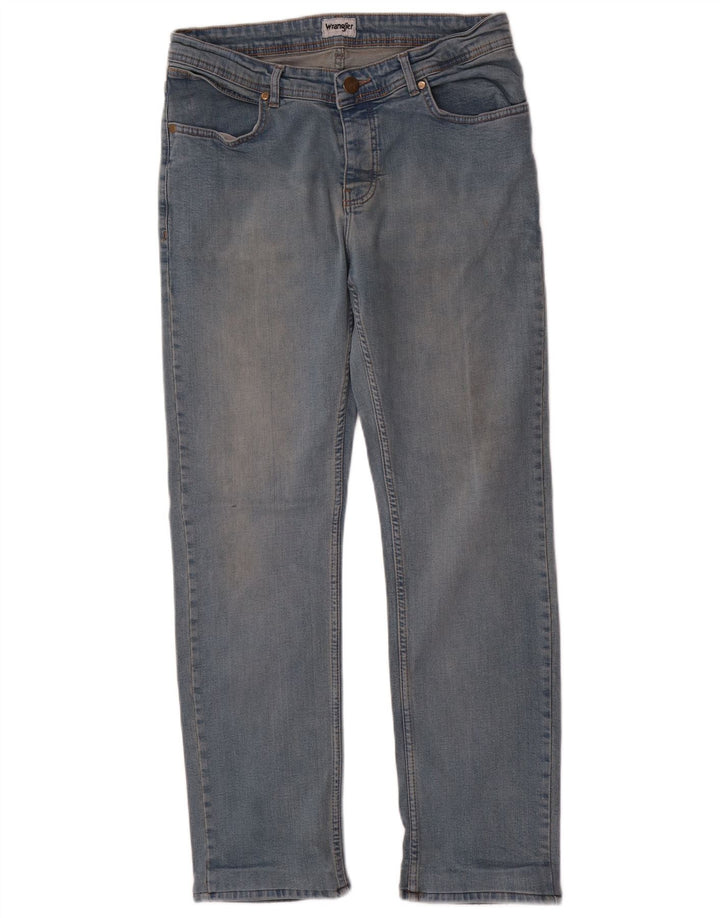 Wrangler Mens Straight Jeans W34 L31 Azul Algodão