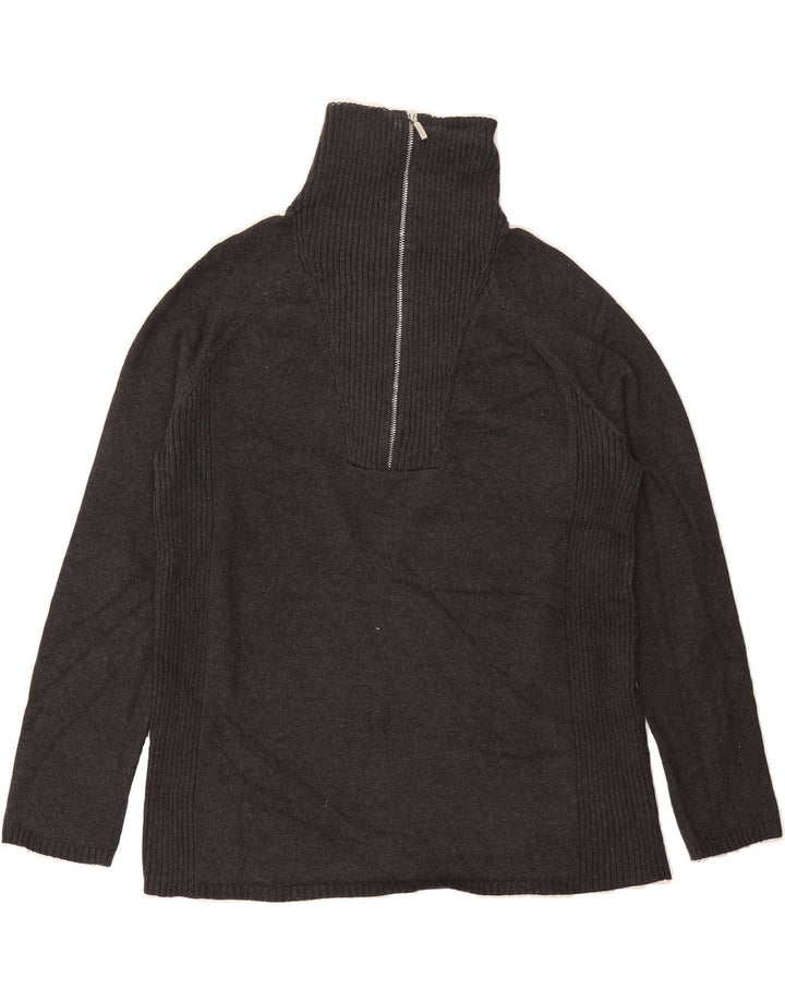 EDDIE BAUER Womens Zip Neck Jumper Sweater UK 18 XL Grey Cotton Vintage Eddie Bauer and Second-Hand Eddie Bauer from Messina Hembry 