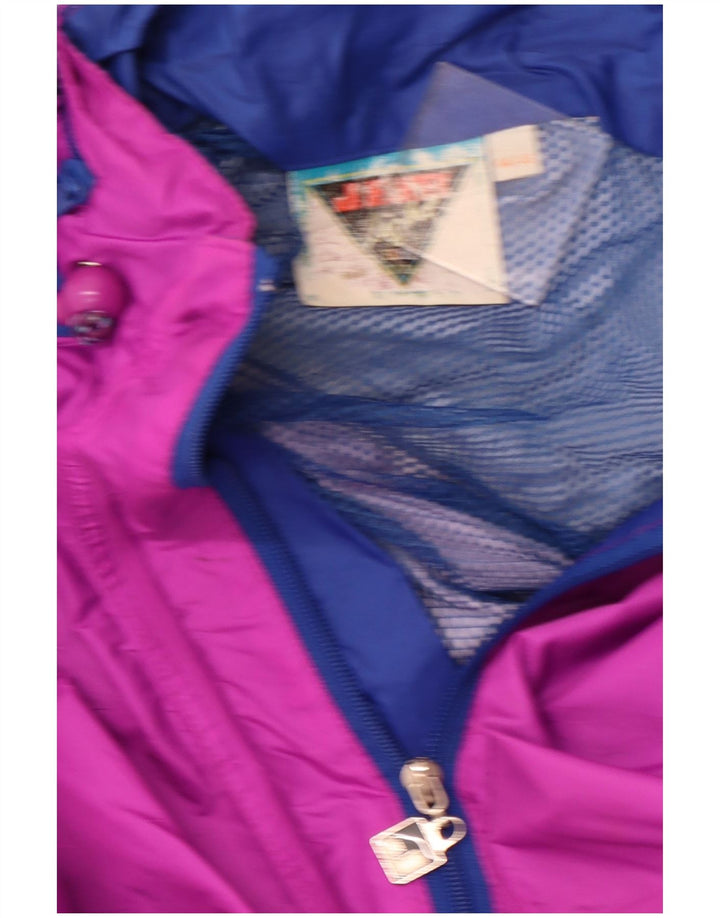 Jaqueta de chuva feminina com capuz J JEANTEX UK 44/46 2XL roxo colorblock