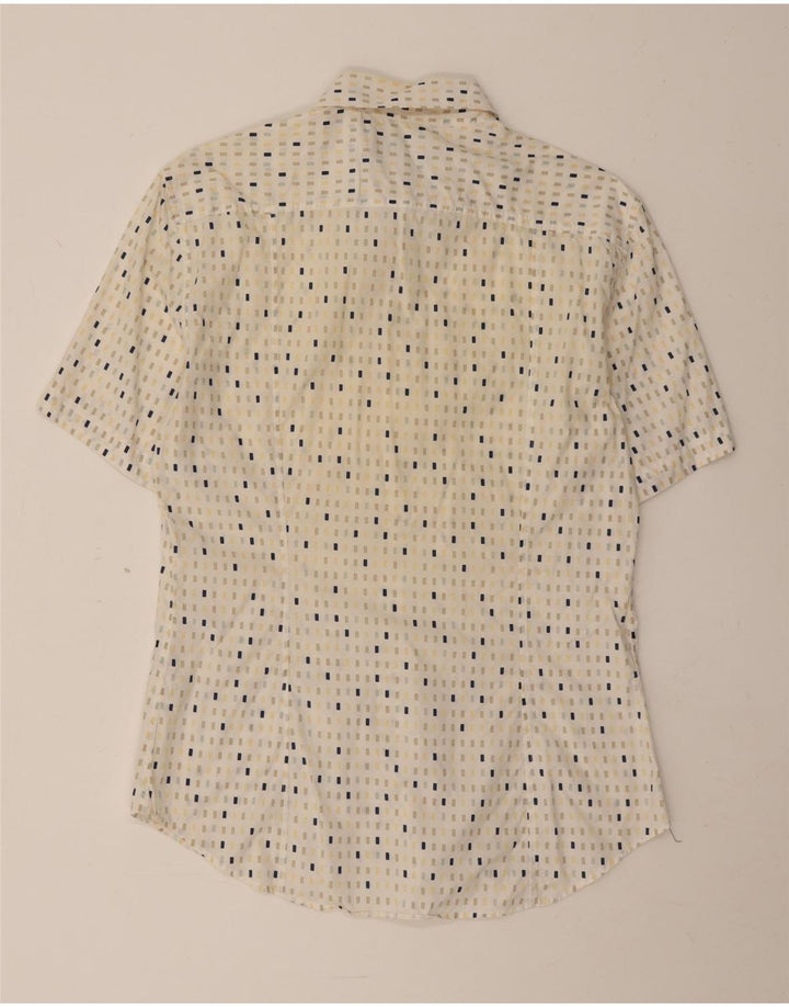 Camisa masculina de manga curta French Connection algodão manchado bege médio