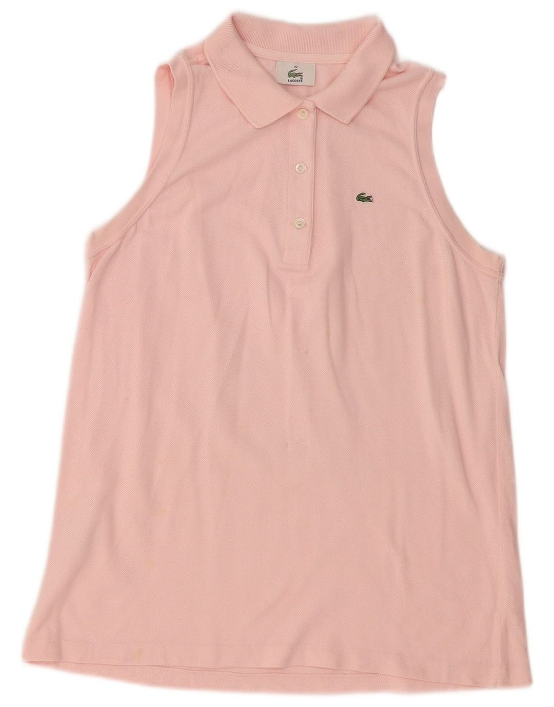 Camisa polo feminina sem mangas LACOSTE tamanho 42 grande algodão rosa