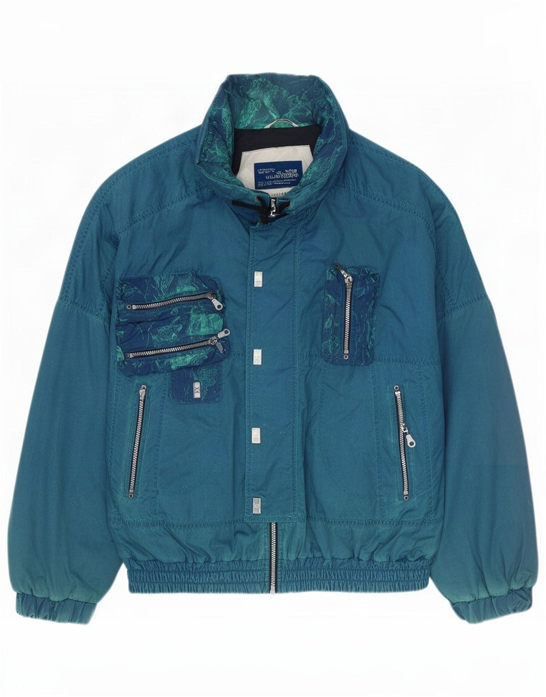 Jaqueta bomber masculina vintage IT 50 poliéster azul grande