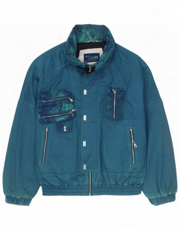 Jaqueta bomber masculina vintage IT 50 poliéster azul grande
