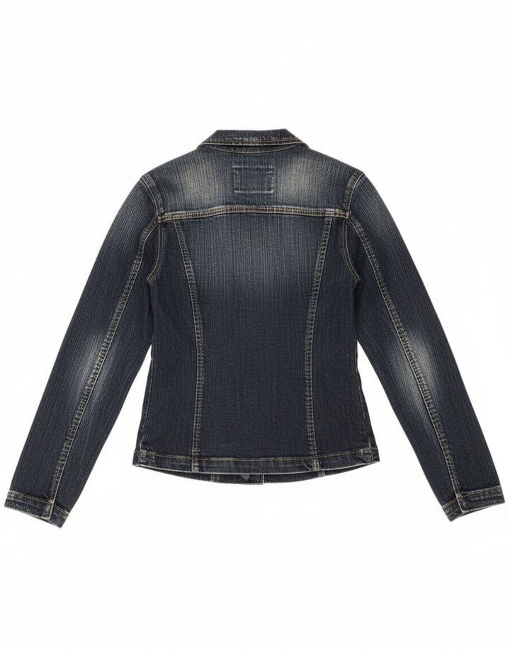 Jaqueta blazer jeans feminina Vitamina com 1 botão Reino Unido 14 algodão azul médio
