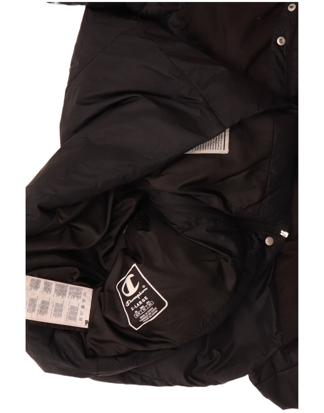 Jaqueta feminina acolchoada de ajuste solto CHAMPION UK 18 XL preto colorblock