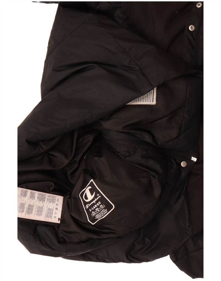 Jaqueta feminina acolchoada de ajuste solto CHAMPION UK 18 XL preto colorblock