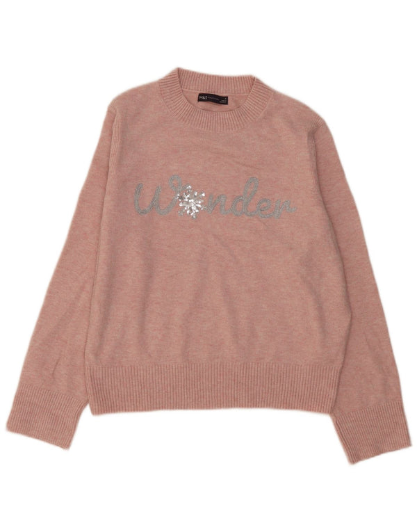 Suéter feminino Marks & Spencer com gola redonda e gola redonda Reino Unido 14 médio rosa