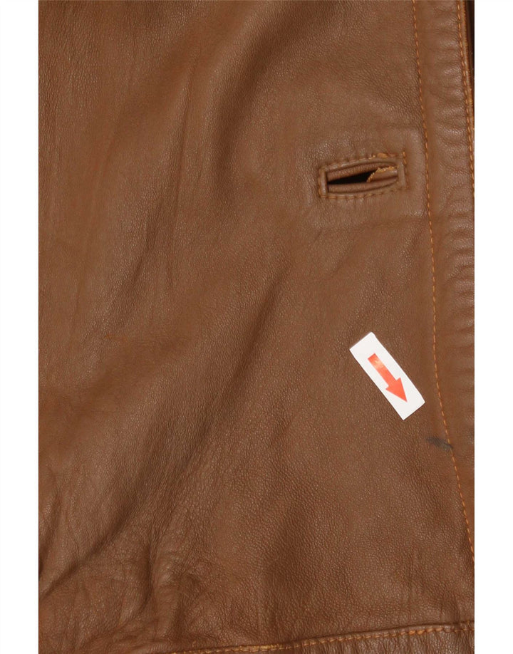 Casaco feminino vintage de couro Batwing UE 40 marrom médio