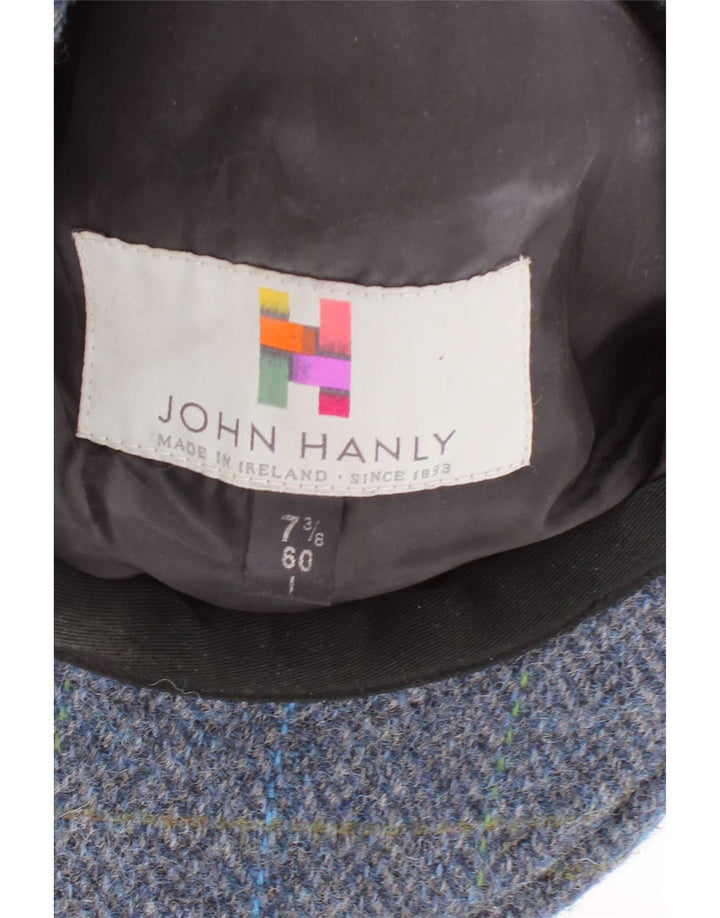 Boné plano masculino John Hanly XL azul espinha de peixe novo clássico de lã