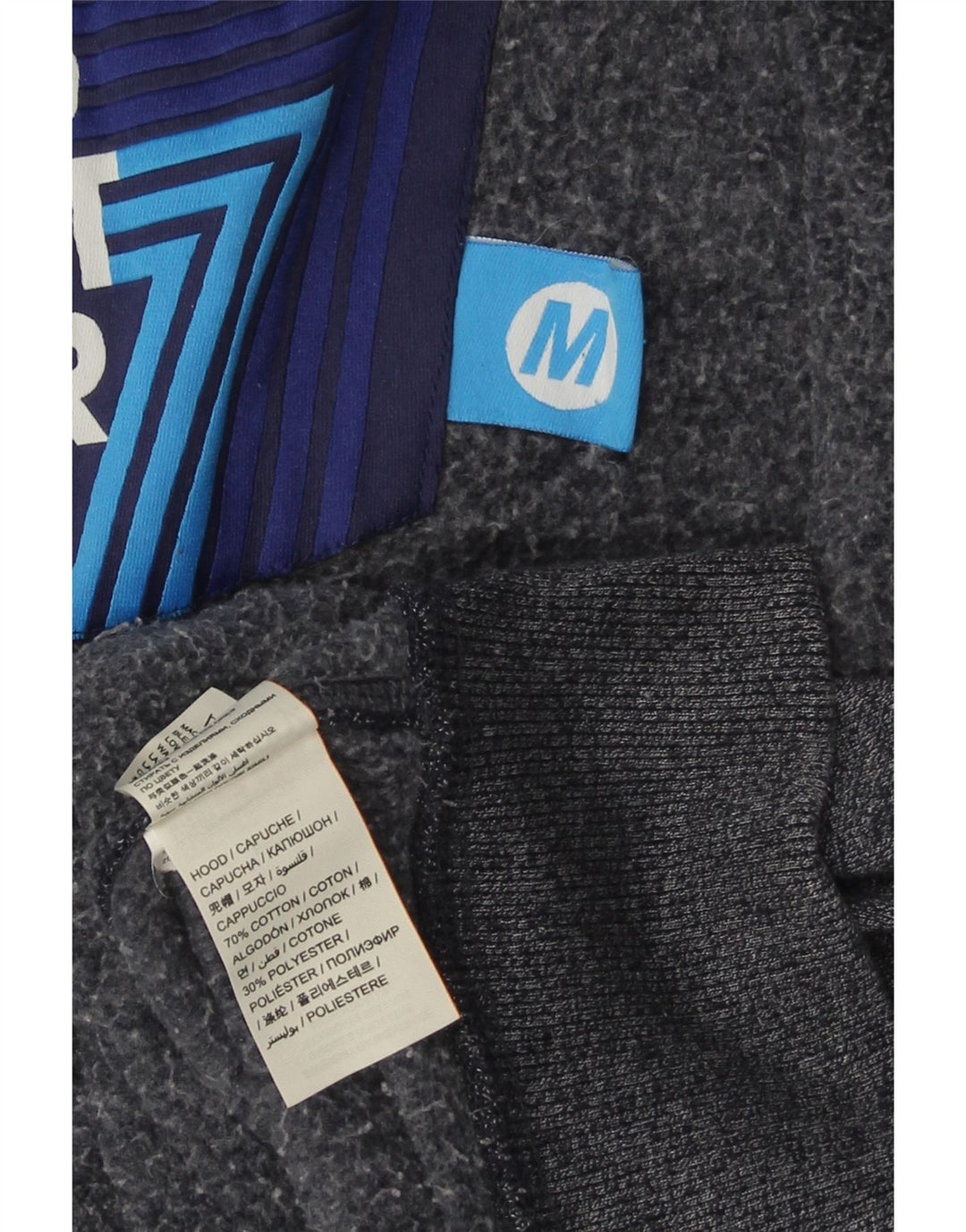 Suéter masculino SUPERDRY com capuz e zíper gráfico médio algodão azul marinho