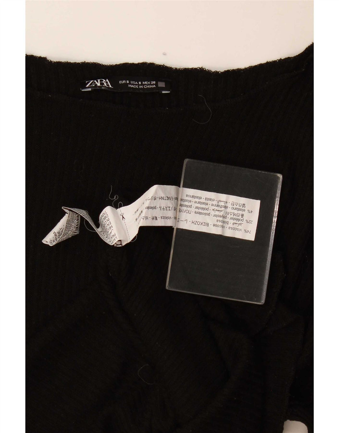 Zara Top feminino oversized manga comprida Reino Unido 10 viscose preta pequena