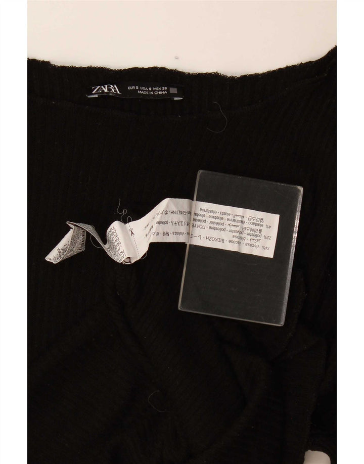 Zara Top feminino oversized manga comprida Reino Unido 10 viscose preta pequena