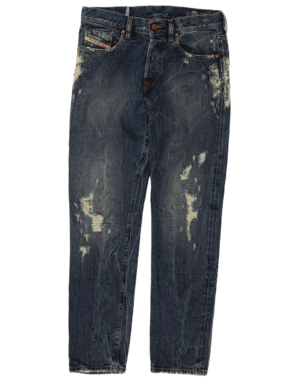 Diesel Mens Mharky Distressed Slim Skinny Jeans W30 L32 Azul Algodão