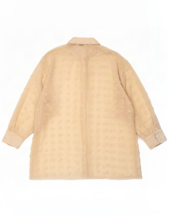 Blusa feminina Zara com palangre oversized Reino Unido 10 pequena bege manchada