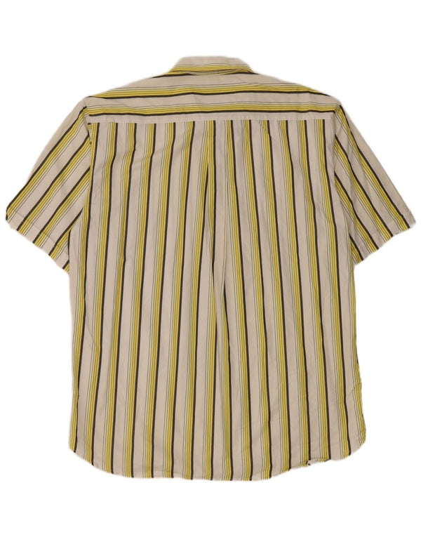 Camisa masculina vintage de manga curta tamanho 42 16 1/2 algodão listrado branco grande