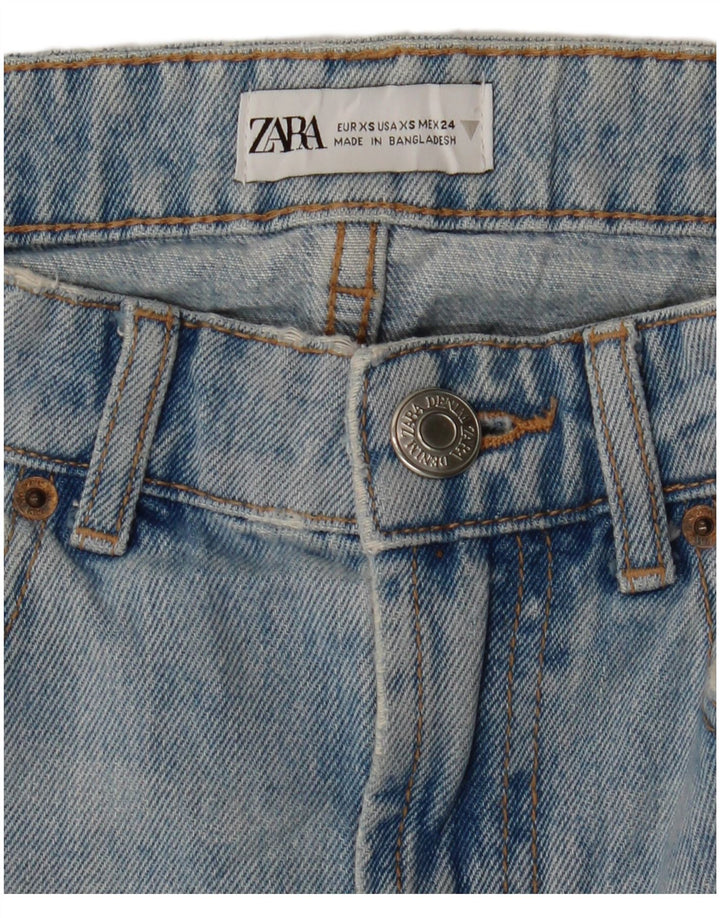 Saia jeans feminina ZARA XS W24 algodão azul