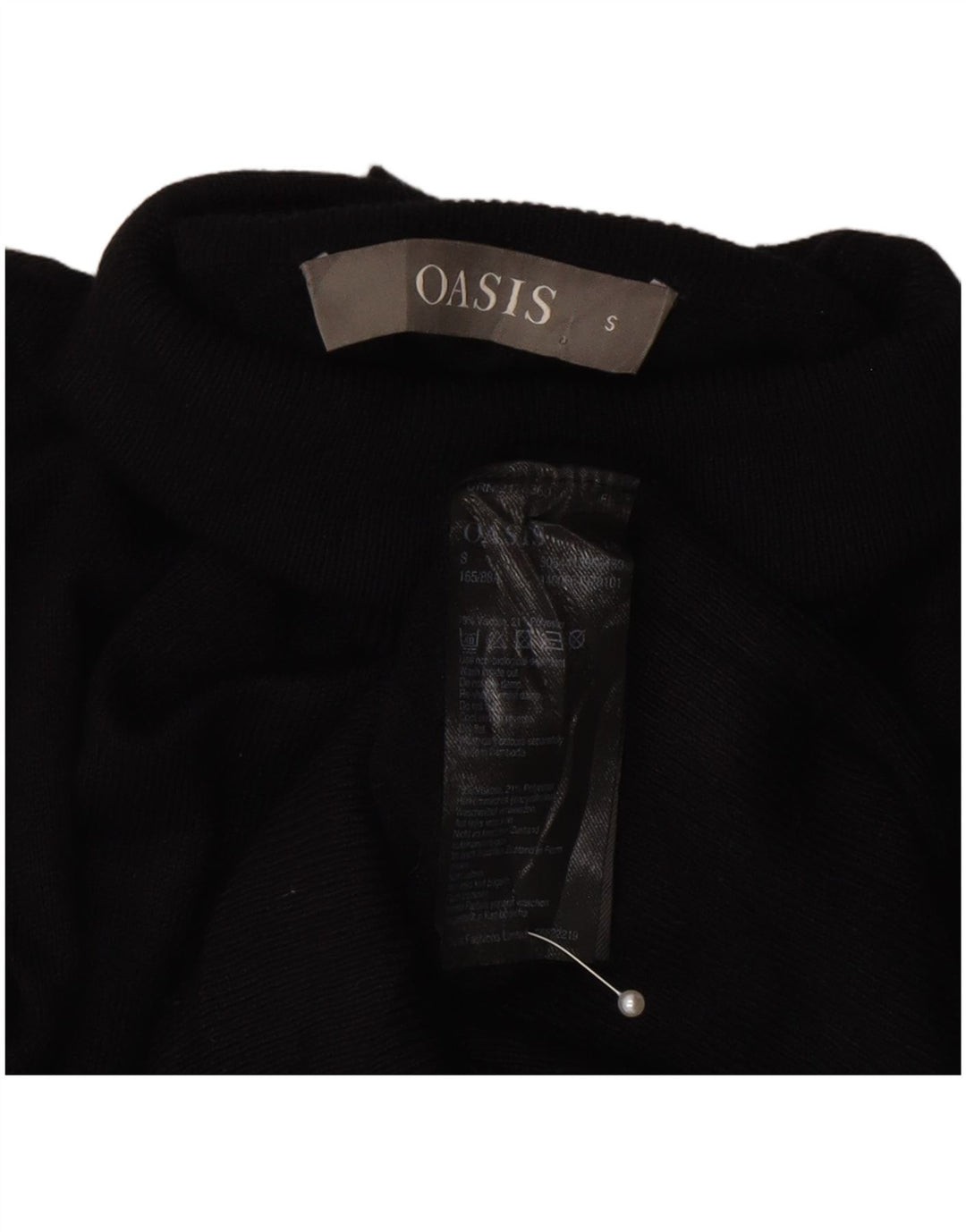Suéter feminino Oasis com gola redonda e viscose preta pequena Reino Unido 10