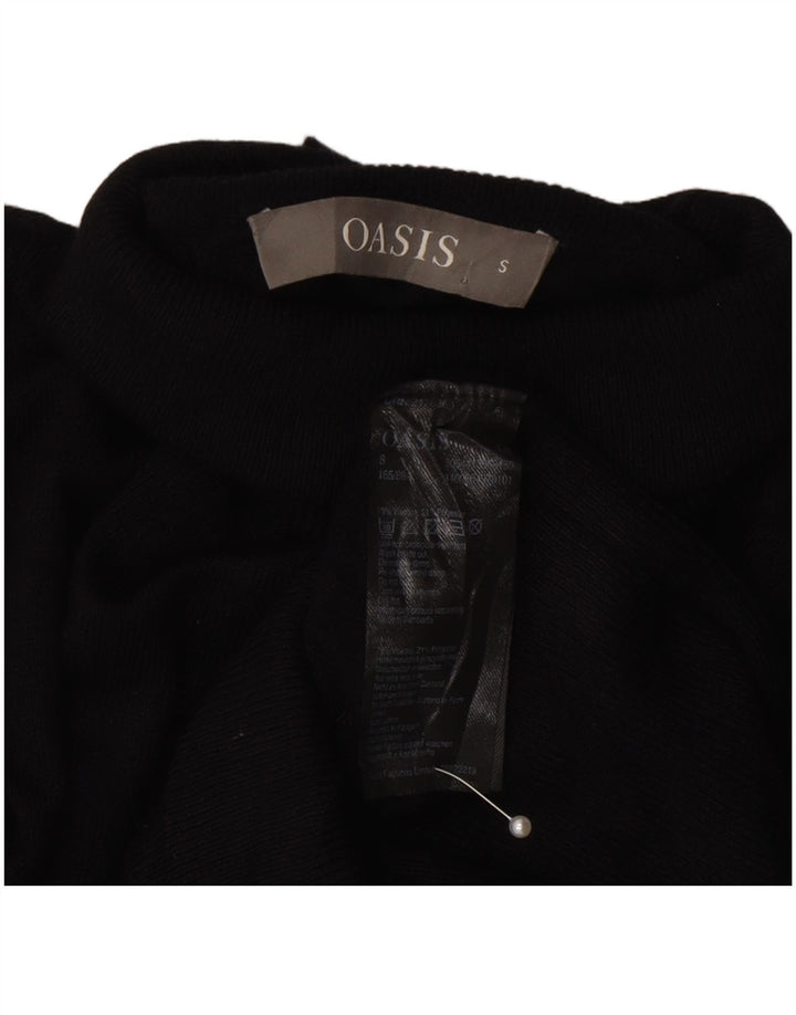 Suéter feminino Oasis com gola redonda e viscose preta pequena Reino Unido 10