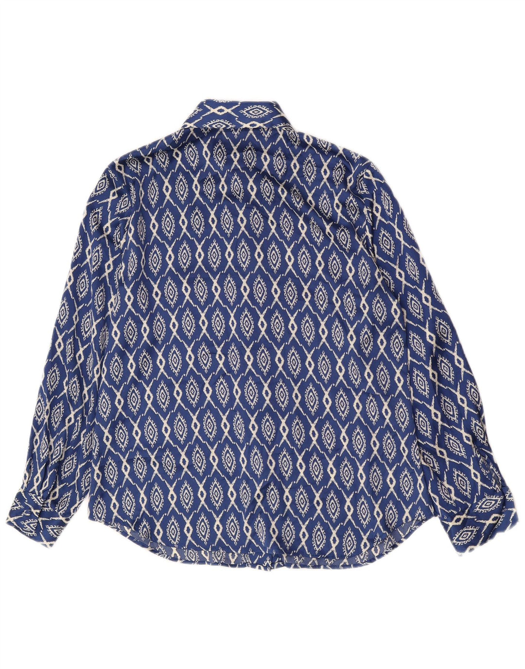 Zara Camisa Feminina UK 10 Pequena Azul Ikat